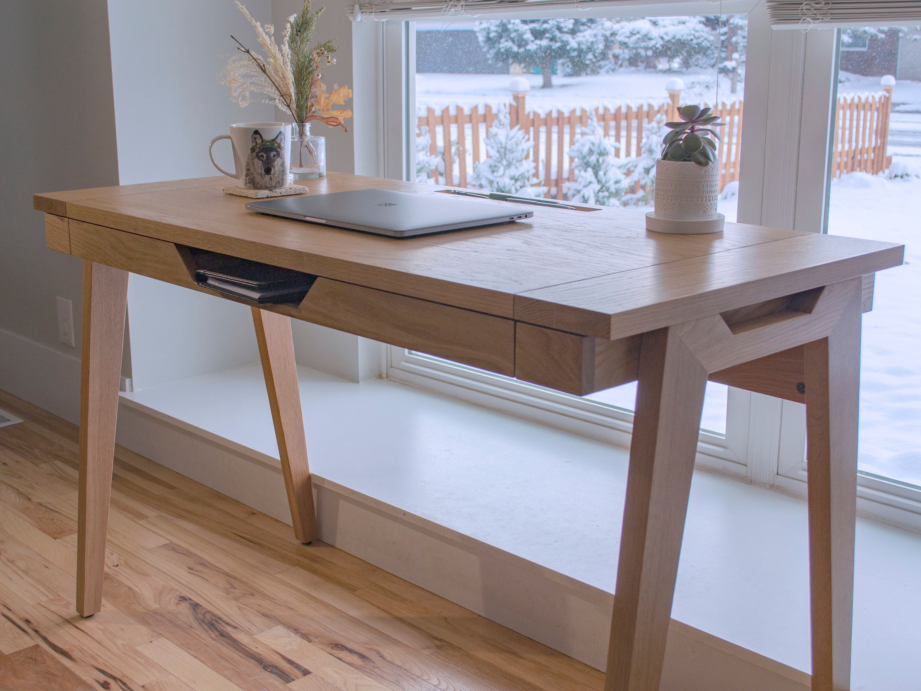Writing Desk for Home Office Small Desk With Drawer Oak Mid