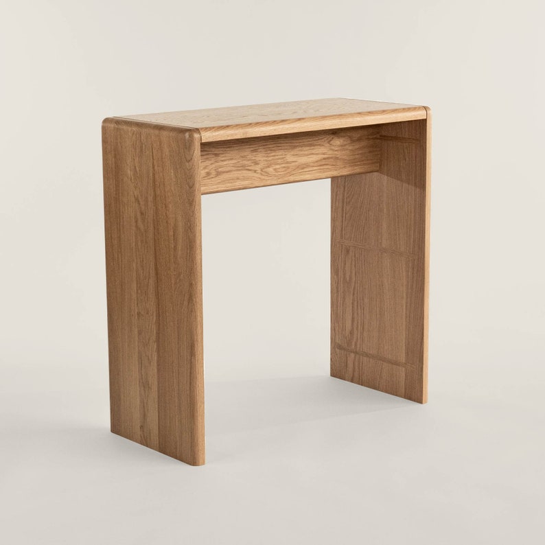 Waterfall Entryway Console Table made of Solid Wood Modern American Oak Vanity Contemporary Scandinavian Small Desk LoHi Console Table White Oak