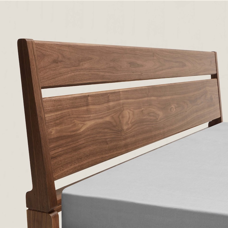 Modern Wood Bed Frame With Storage and Headboard Solid Oak & Etsy