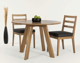 Round Dining Table | Solid Wood Scandinavian Table 42" | Made of Solid Oak | Mid Century Modern Small Kitchen Table | MA DINING TABLE