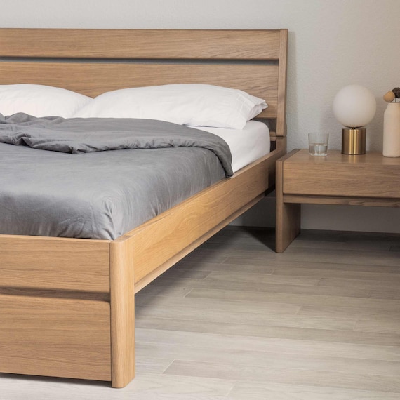 Queen bed frame natural wood deals