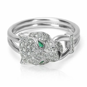 Men's Panther Ring, Green Emerald Eyes Gemstone Ring, Round & Pear Cut Ring, 925Silver Ring, Panther Head Ring, Animal Inspired Ring For Men