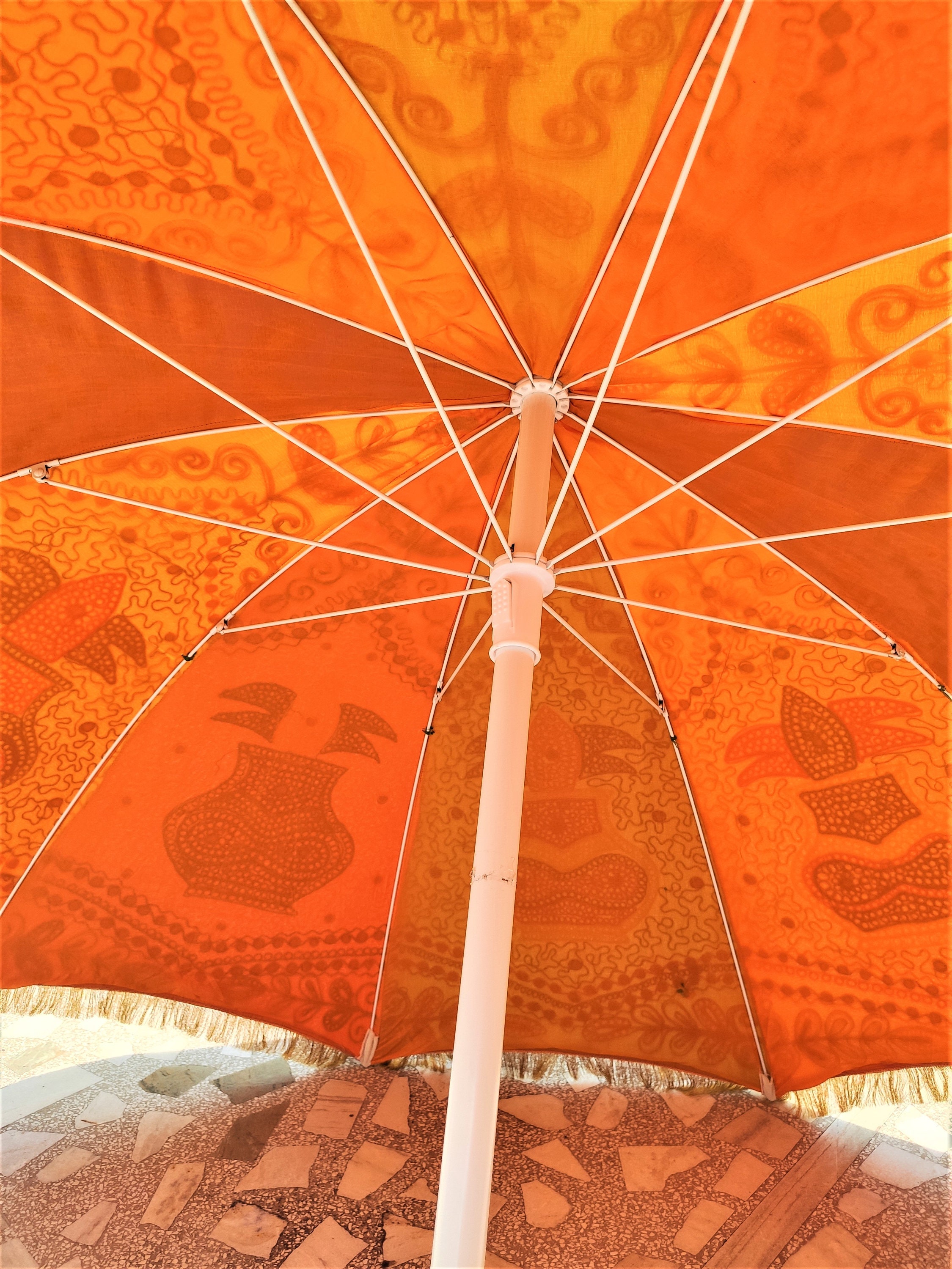 Decorative Large Umbrella Sun Shade Cotton Outdoor Parasol Embroidered