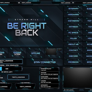 Rainbow Six Siege Twitch overlay package for OBS/R6/Clean/Blue/Neon/Esports/Minimal/Animated/