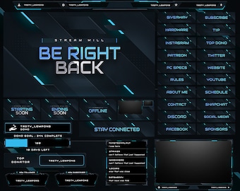 Paquete de superposición Rainbow Six Siege Twitch para OBS/R6/Clean/Blue/Neon/Esports/Minimal/Animated/