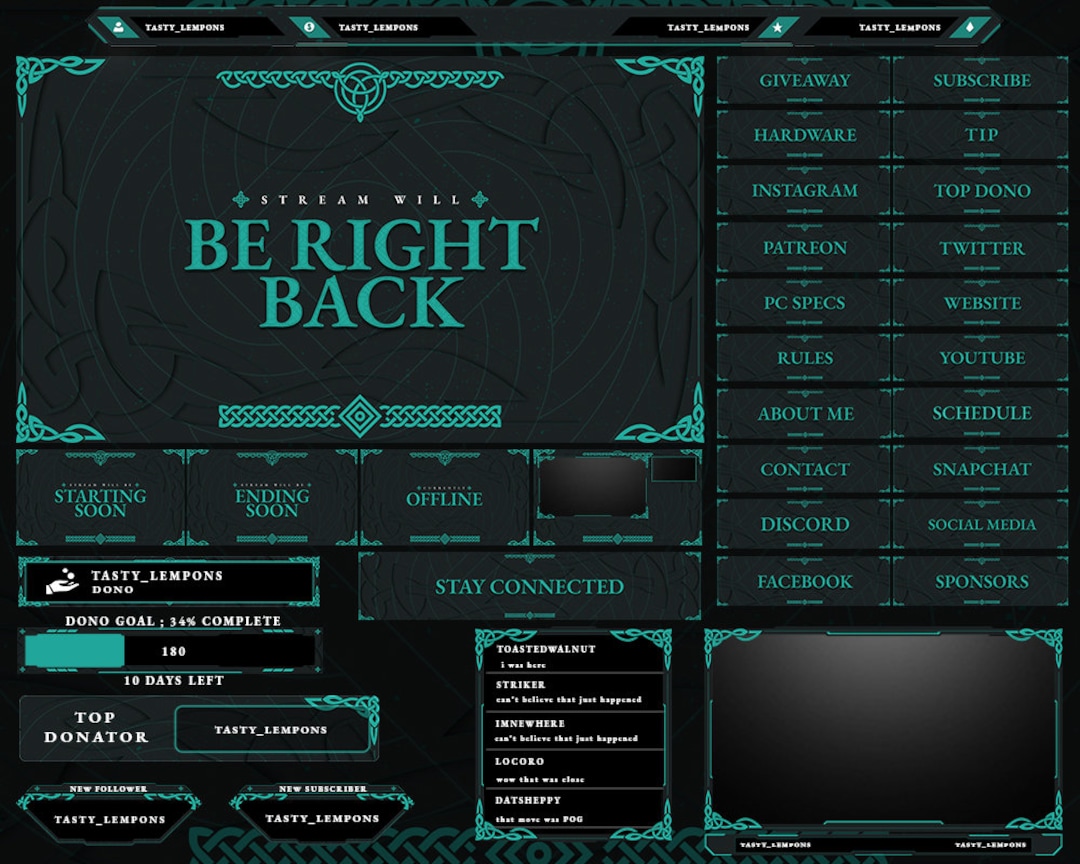 Celtic Medieval Twitch Overlay Package for Obs/barabarian/middle