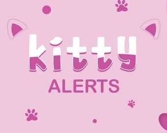 Cute Pink Cat Themed Animated Twitch Alerts