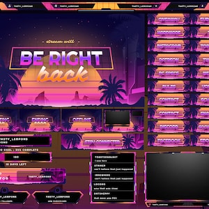 GTA Twitch Overlay Package for OBS/Retrowave/Miami/Los Santos/Aesthetic/Palm Trees/Sunset/