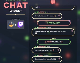Neon Christmas Chat Widget: Customizable Twitch Stream Alerts