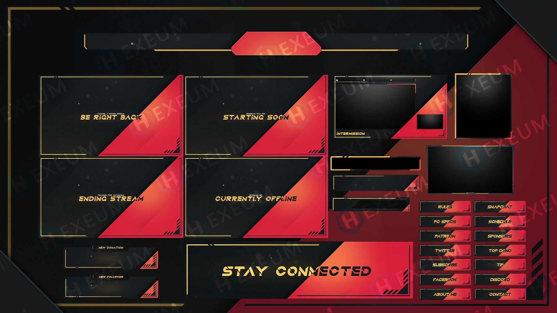 Striking Red & Black Animated Twitch Overlay Package : Webcam | Etsy