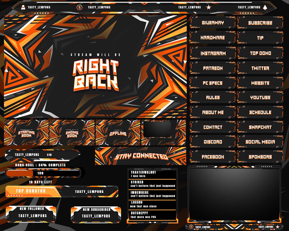 Clean Orange Animated Twitch Overlay - Etsy