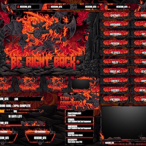 Pacote de sobreposição de Heavy Metal Twitch para OBS/Fire/Dark Souls/Diablo/Fantasy/Epic/