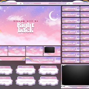 Pastel Twitch Stream Overlay Package | Cute Pink OBS Overlays