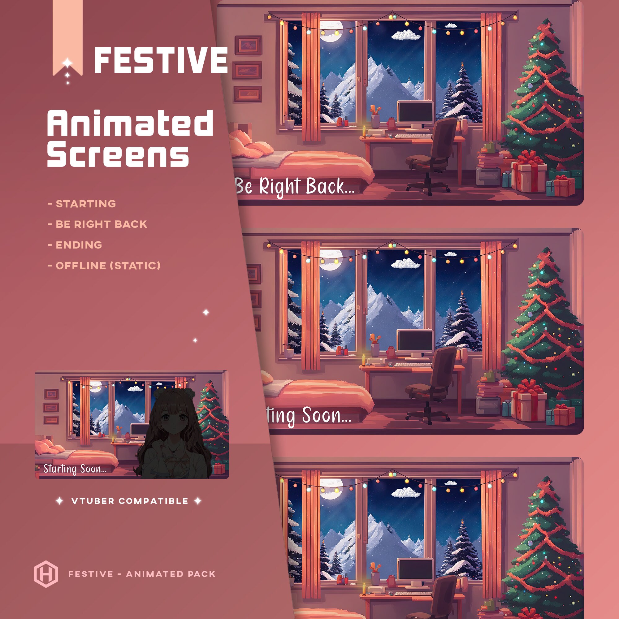 Cozy Christmas Animated Screens Package/aesthetic/bedroom/snow/festive ...