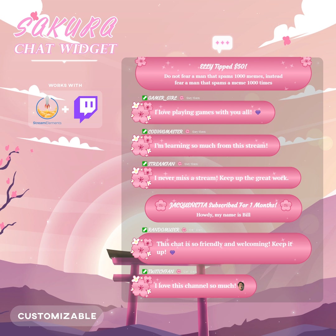 Sakura Cherry Blossom Chat Widget: Twitch & Streamelements Alerts ...