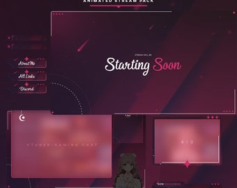 Crimson Stardust Twitch Pack/Transition/Panels/Dark Red/Twitch Set/Dark Theme/Unique Stream/Aesthetic Dark/VTuber Red/