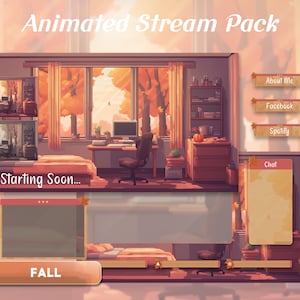 Cozy Autumn Stream Package/Transition/Stream Overlay/Twitch Set/Fall/Aesthetic Autumn/Cozy Room/Desk/Leaves/Panel/