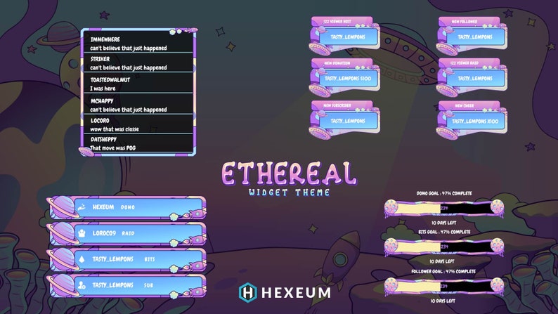 Trippy Space Animated Twitch Overlay Package for Obs/galaxy/alien/mars ...