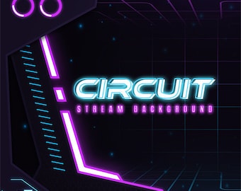 May include: A dark background with a neon blue and purple design. The text "CIRCUIT STREAM BACKGROUND" is in the center of the image.