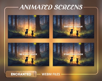 Enchanted Cosy Animated Screens Package - Fairy woods - Animated - Celestial Twitch lofi twitch overlay cute