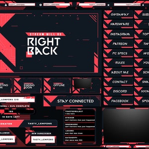 Valorant Twitch Overlay Package for OBS/Esports/Red/Webcam/Screens/Panels/Alerts/Clean/