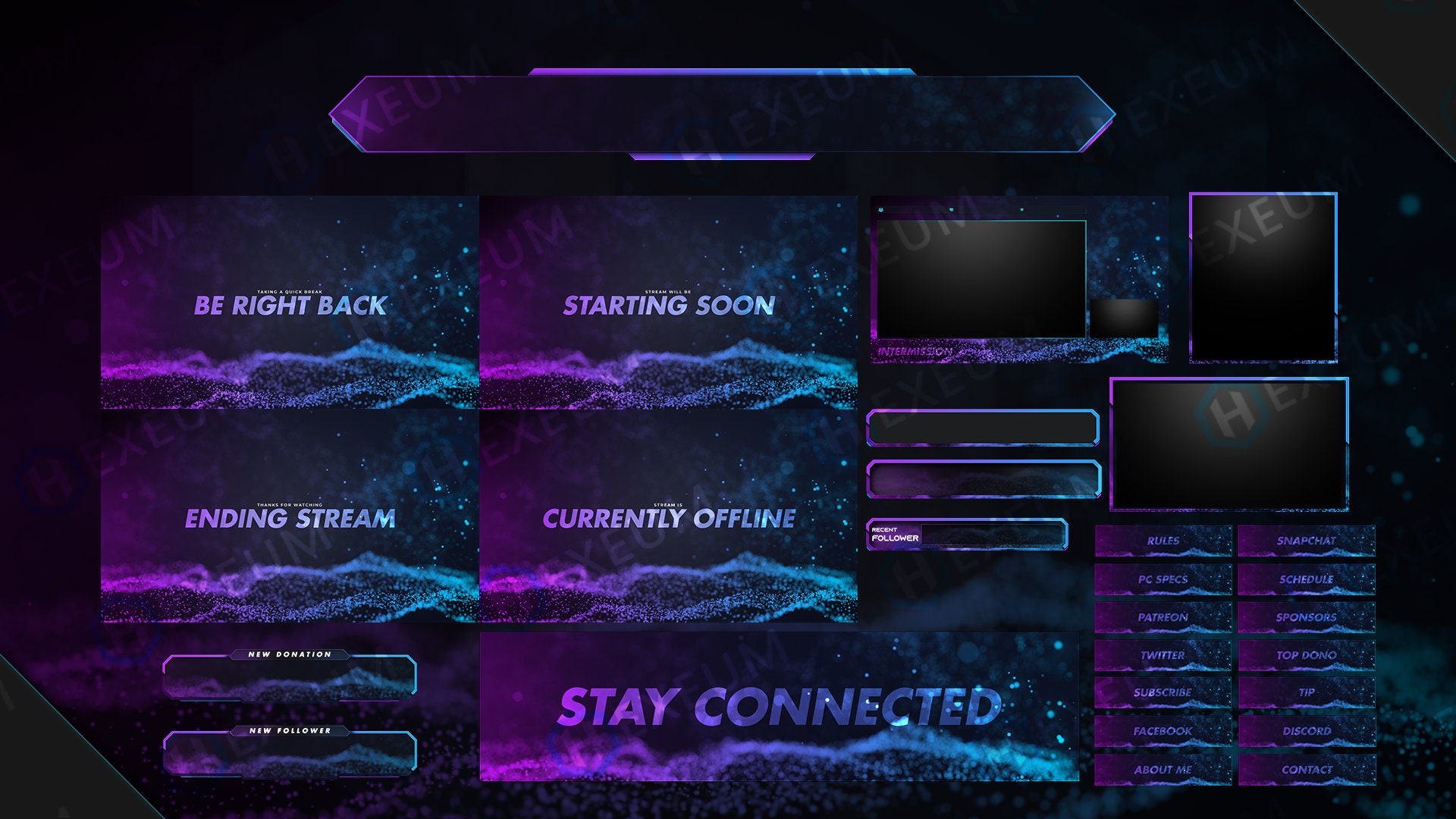 Purple & Blue Animated Twitch Overlay Package cam Etsy