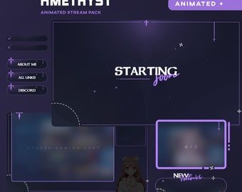 Glowing Purple Stream Package/Transition/Astral/Vtuber Celestial/Vampire/Neon/Dark Sky/Panel/Twitch Set/Goth/