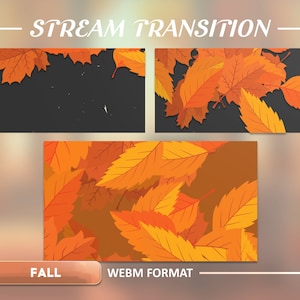 May include: A digital animation of falling autumn leaves in orange and yellow colours. The animation is in webm format and is titled "Fall".