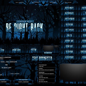Dark Forest Twitch Overlay Package for OBS/Horror/Spooky/Woods/Blue/Fantasy/Creepy/