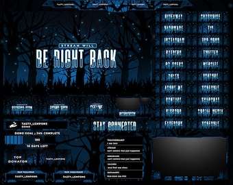 Dark Forest Twitch Overlay Package for OBS/Horror/Spooky/Woods/Blue/Fantasy/Creepy/