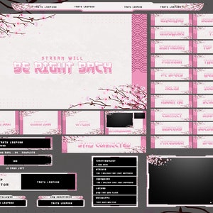 Japanese Cherry Blossom Twitch Overlay Package for OBS/Cute/Pink/Sakura/Kawaii/Calm/Aesthetic/Cozy/Nature/Peaceful/
