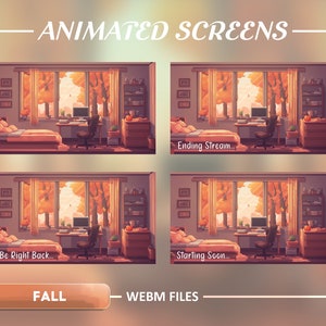 Cozy Autumn Animated Screens Package/Fall/Aesthetic Autumn/Cozy Room/Desk/Leaf/