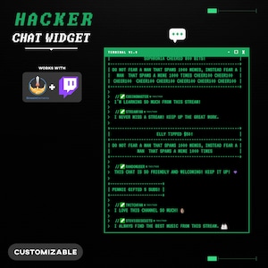 Chatwidget Hacker Terminal: Twitch & StreamElements-meldingen