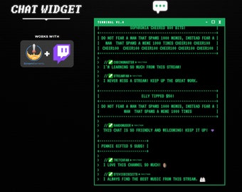 Hacker Terminal Chat Widget : alertes Twitch et StreamElements