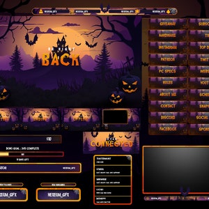 Halloween Twitch Overlay Package for OBS/Spooky/Purple/Orange/Creepy/Bats/