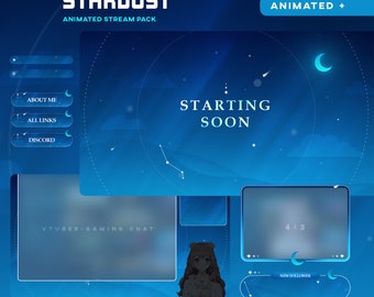 Night Skies Animated Stream Package/Transition/Stream Overlay/Panels/Sky/Simple/Aesthetic/Galaxy/Cute Theme/Celestial/Cozy/Galaxy/Blue