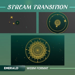 Celestial Deep Emerald Green Stinger Transition for OBS/VTuber/Animated/Aesthetic/Cosmic/Ambience/Fantasy/Pastel/Dark Green/