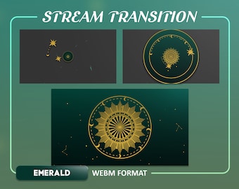 Transition vert émeraude céleste profond pour OBS/VTuber/Animé/Esthétique/Cosmique/Ambiance/Fantaisie/Pastel/Vert foncé/