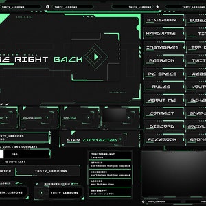 Mint Green Twitch Overlay Package for OBS/Animated/Esports/Clean/Minimal/COD/MW2/Tarkov/Tactical/