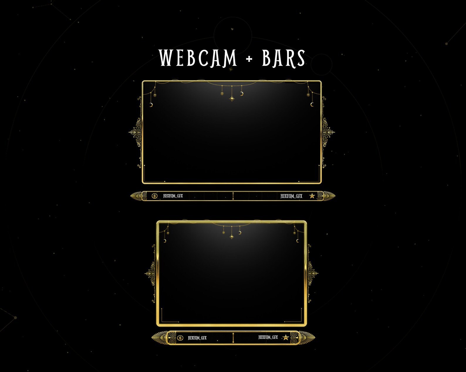 Gold Celestial Animated Twitch Overlay Package for Obs/fantasy/black ...