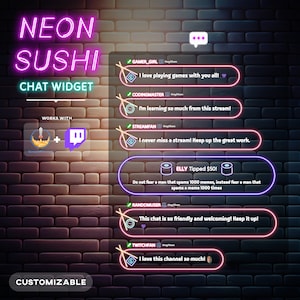 Neon Chat Widget with Alerts — Fully Customizable Chat with Integrated Alerts for Twitch & Streamelements