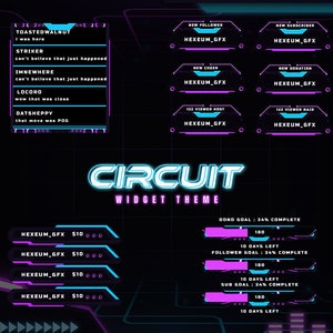 Neon Blue and Purple Streamlabs Widgets | Streamelement Widgets | Twitch Alerts | Chatbox | Event List | Goals