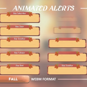 Gemütliches Herbst-Twitch-Alerts-Paket / / Herbst / ästhetischer Herbst / gemütliches Zimmer / Schreibtisch / Blatt /