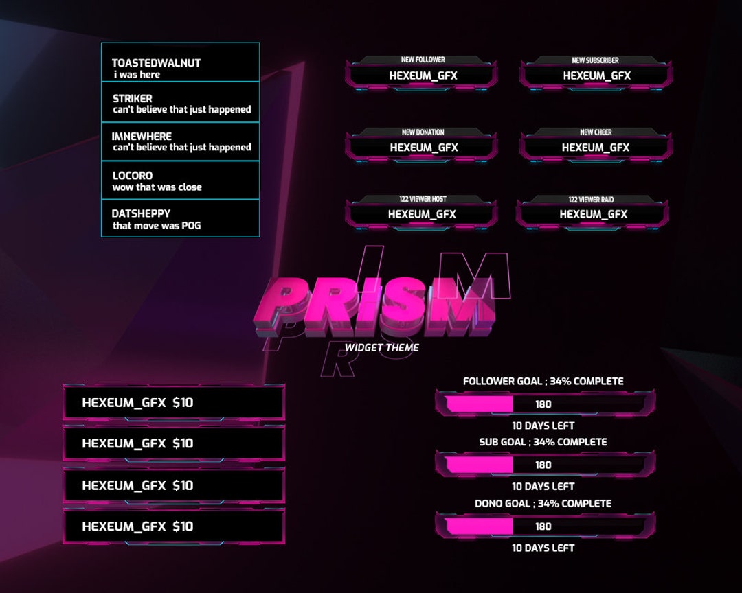 Neon Pink and Blue Streamlabs Widgets Streamelement Widgets Twitch