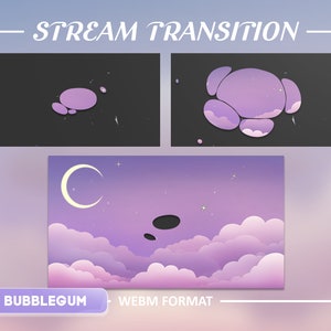 Bubblegum Clouds Stinger Transition voor OBS/VTuber/Geanimeerd/Esthetisch/Charm/Dromerig/Skies/Pastel/Sterren/