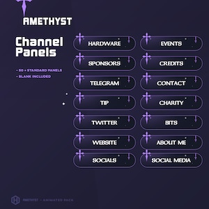 Glowing Purple Twitch Panels Package/Astral/Vtuber Celestial/Vampire/Neon/Dark Sky/