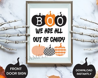 Sorry No Candy Printable Halloween Door Sign Masked Pumpkin - Etsy