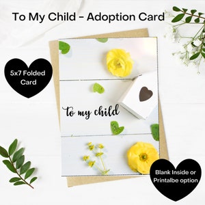 An mein Kind, Adoptionskarte, Klappkarte, Gotcha-Tageskarte, 5x7 Digitaldruck, Grußkarte, Eltern an Kind, Digitaldruck