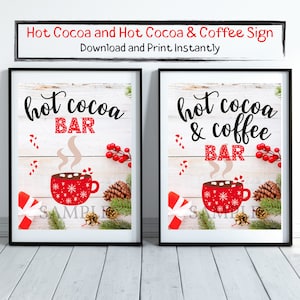 Heiße Kakaobar, heiße Kaffeebar, KOSTENLOSE TISCHZAHLEN, Heiße Schokoladenbar, Heiße Kakaostation, Heiße Kakao- und Kaffeebar Schild, Heiße Schokolade Schild