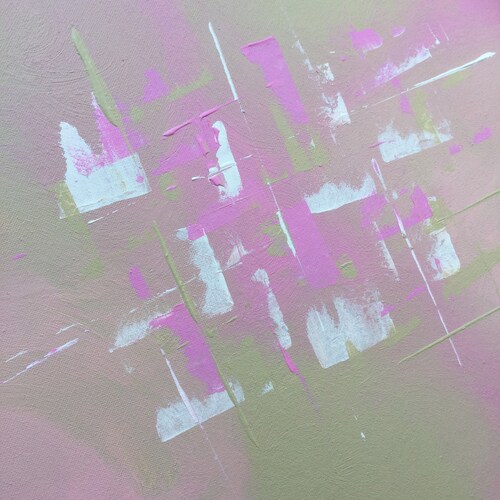 ORIGINAL Art Abstract Painting Pink White Modern Pastel Wall Art